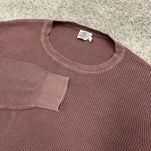 Faherty Sunwashed Crewneck Sweater Mens Large Red Waffle Knit Cotton Pullover